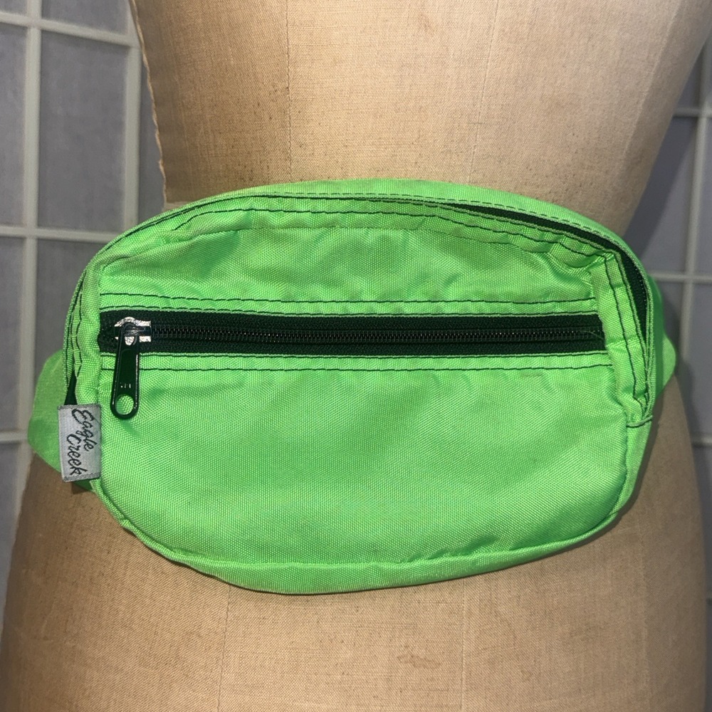Vintage Eagle Creek Fanny Pack Neon Green Waist Bag Travel Crossbody Gorpcore